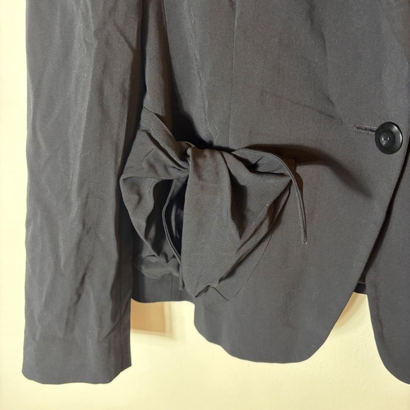 Donna Karan Collection Black Wool Blend Blazer Tie Detail Size US10 - Picture 3 of 6